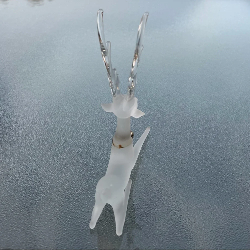 Silvestri Frosted and Clear Glass Sitting Reindeer Figurine